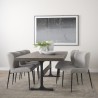 Mercana Hartt Dining Chair W/ Matte Black Metal Frame and Gray Fabric