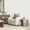 Mercana Rumer Dark Brown Wood With White Marble Side Table - Mercana Rumer Dark Brown Wood With White Marble Side Table