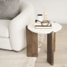 Mercana Rumer Dark Brown Wood With White Marble Side Table