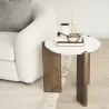 Mercana Rumer Dark Brown Wood With White Marble Side Table - Mercana Rumer Dark Brown Wood With White Marble Side Table