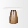 Mercana Allyson 42" Round Brown Wood Pedestal w/ White Marble Top Dining Table 1