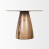 Mercana Allyson 42" Round Brown Wood Pedestal w/ White Marble Top Dining Table