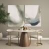 Mercana Allyson 42" Round Brown Wood Pedestal w/ White Marble Top Dining Table