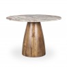 Mercana Allyson 42" Round Brown Wood Pedestal w/ Pink Marble Top Dining Table