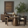 Mercana Allyson 42" Round Brown Wood Pedestal w/ Pink Marble Top Dining Table