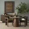 Mercana Allyson 42" Round Brown Wood Pedestal w/ Pink Marble Top Dining Table - Mercana Allyson 42" Round Brown Wood Pedestal w/ Pink Marble Top Dining Table
