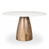 Mercana Allyson 48" Round Brown Wood Pedestal w/ White Marble Top Dining Table