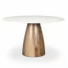 Mercana Allyson 48" Round Brown Wood Pedestal w/ White Marble Top Dining Table - Mercana Allyson 48" Round Brown Wood Pedestal w/ White Marble Top Dining Table