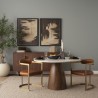 Mercana Allyson 48" Round Brown Wood Pedestal w/ White Marble Top Dining Table
