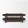 Mercana Romi Dark Brown Wood With Bottom Shelf Oval Coffee Table Front