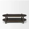 Mercana Romi Dark Brown Wood With Bottom Shelf Oval Coffee Table Front - Mercana Romi Dark Brown Wood With Bottom Shelf Oval Coffee Table Front