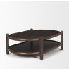 Mercana Romi Dark Brown Wood With Bottom Shelf Oval Coffee Table Side