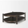 Mercana Romi Dark Brown Wood With Bottom Shelf Oval Coffee Table Side - Mercana Romi Dark Brown Wood With Bottom Shelf Oval Coffee Table Side