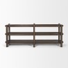 Mercana Romi Dark Brown Wood With 3 Shelves Oval Console Table Front