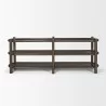 Mercana Romi Dark Brown Wood With 3 Shelves Oval Console Table Front - Mercana Romi Dark Brown Wood With 3 Shelves Oval Console Table Front