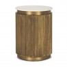 Mercana Satima White Marble With Gold Metal Round Fluted Accent Table Front
