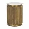 Mercana Satima White Marble With Gold Metal Round Fluted Accent Table Front - Mercana Satima White Marble With Gold Metal Round Fluted Accent Table Front