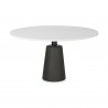 Mercana Maxwell 48L x 48W x 30H White Marble Round Top With Black Metal and Wood Pedestal Base Dining Table