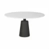 Mercana Maxwell 48L x 48W x 30H White Marble Round Top With Black Metal and Wood Pedestal Base Dining Table - Mercana Maxwell 48L x 48W x 30H White Marble Round Top With Black Metal and Wood Pedestal Base Dining Table