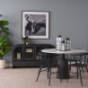 Mercana Maxwell 48L x 48W x 30H White Marble Round Top With Black Metal and Wood Pedestal Base Dining Table 2