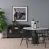 Mercana Maxwell 48L x 48W x 30H White Marble Round Top With Black Metal and Wood Pedestal Base Dining Table 2 - Mercana Maxwell 48L x 48W x 30H White Marble Round Top With Black Metal and Wood Pedestal Base Dining Table 2