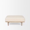 Mercana Shae Brown Wood With Oatmeal Fabric Ottoman Front