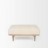 Mercana Shae Brown Wood With Oatmeal Fabric Ottoman Front - Mercana Shae Brown Wood With Oatmeal Fabric Ottoman Front