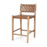 Mercana Shane Brown Wood With Woven Brown Leather Counter Stool 1