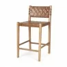 Mercana Shane Brown Wood With Woven Brown Leather Counter Stool 1 - Mercana Shane Brown Wood With Woven Brown Leather Counter Stool 1