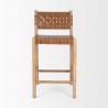 Mercana Shane Brown Wood With Woven Brown Leather Counter Stool Front