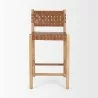 Mercana Shane Brown Wood With Woven Brown Leather Counter Stool Front - Mercana Shane Brown Wood With Woven Brown Leather Counter Stool Front