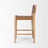 Mercana Shane Brown Wood With Woven Brown Leather Counter Stool Side