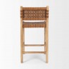 Mercana Shane Brown Wood With Woven Brown Leather Counter Stool Back