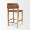 Mercana Shane Brown Wood With Woven Brown Leather Counter Stool