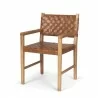 Mercana Shane Brown Wood With Woven Brown Leather Dining Armchair - Mercana Shane Brown Wood With Woven Brown Leather Dining Armchair