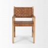Mercana Shane Brown Wood With Woven Brown Leather Dining Armchair Front