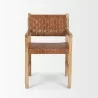 Mercana Shane Brown Wood With Woven Brown Leather Dining Armchair Front - Mercana Shane Brown Wood With Woven Brown Leather Dining Armchair Front
