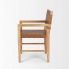 Mercana Shane Brown Wood With Woven Brown Leather Dining Armchair Side