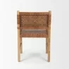 Mercana Shane Brown Wood With Woven Brown Leather Dining Armchair Back - Mercana Shane Brown Wood With Woven Brown Leather Dining Armchair Back
