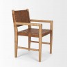 Mercana Shane Brown Wood With Woven Brown Leather Dining Armchair Side