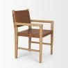Mercana Shane Brown Wood With Woven Brown Leather Dining Armchair Side - Mercana Shane Brown Wood With Woven Brown Leather Dining Armchair Side