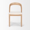 Mercana Nobu Oak Wood With Cream Fabric Open Back Dining Chair Front