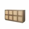 Mercana Sina Brown Oak Wood With Natural Rattan 4 Door Sideboard  - Mercana Sina Brown Oak Wood With Natural Rattan 4 Door Sideboard 