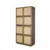 Mercana Sina Brown Oak Wood With Natural Rattan 2 Door Curio Cabinet - Mercana Sina Brown Oak Wood With Natural Rattan 2 Door Curio Cabinet