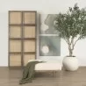Mercana Sina Brown Oak Wood With Natural Rattan 2 Door Curio Cabinet - Mercana Sina Brown Oak Wood With Natural Rattan 2 Door Curio Cabinet