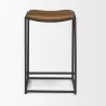 Mercana Taniel Brown Leather With Black Metal Counter Stool - Mercana Taniel Brown Leather With Black Metal Counter Stool