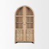 Mercana Suri Light Brown Wood With Glass Doors Arched Curio Cabinet Front