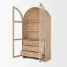 Mercana Suri Light Brown Wood With Glass Doors Arched Curio Cabinet Open - Mercana Suri Light Brown Wood With Glass Doors Arched Curio Cabinet Open