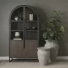 Mercana Sloan 80.5H Dark Brown Wood With Black Metal Arched Curio Cabinet - Mercana Sloan 80.5H Dark Brown Wood With Black Metal Arched Curio Cabinet