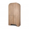Mercana Sorina Reverse Fluted Light Brown Wood Curio Cabinet Front